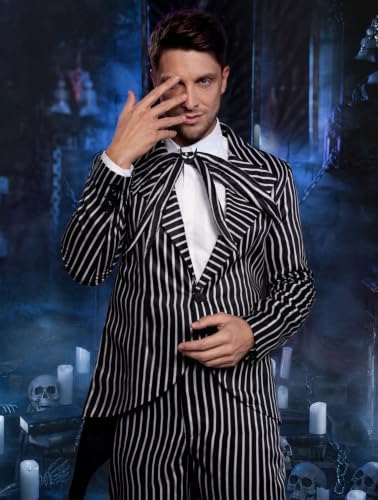 Men Halloween Costume Christmas Irregular Cutting Striped Suit