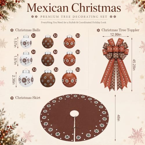 Sosation 26 Pcs Mexican Southwestern Christmas Tree Decor Complete Set