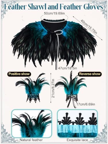 Janmercy 5 Pcs Halloween Peacock Costume Sets Women Gothic Witch Style