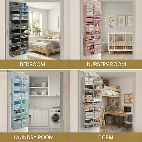 HOMELUX THEORY Over the Door Organizer, 6-Tier XL, 100D Fabric, Ivory