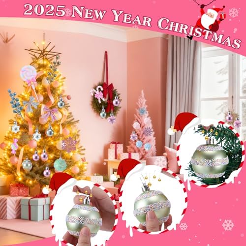 111 Pcs Pastel Christmas Tree Ornaments Candy 2026 New Year Pink Lollipops Snowflake Candy Cupcakes Donuts Ice Cream Foam Hanging Decorations Christmas Tree Birthday Party Wreath Arts Decor