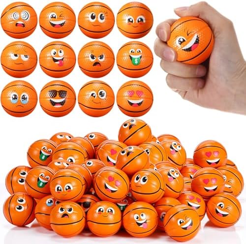 Libima 120 Pcs Mini Face Basketball Ball Fidget Toy Bulk, 2 Inch