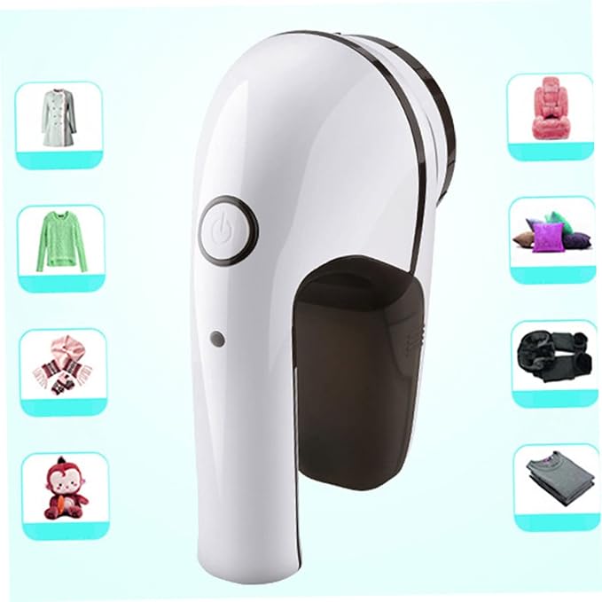 Rechargeable Electric Fabric Shaver Lint Remover, 1400 mAh | White ABS Body, Ergonomic Handheld Design, for Sweaters and Bed Sheets, Battery Included
