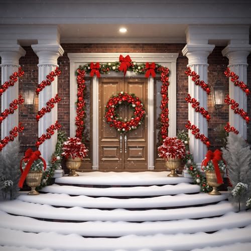 2 Pcs 6 ft Christmas Ball Ornament Garland, Mixed Red