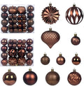 Christmas Tree Balls Ornaments Set, 48 Pcs Shatterproof Plastic Decorative Baubles Shiny Hanging Ball Ornaments for Xmas Tree Holiday Party Wedding Decoration, Coffee