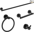FORIOUS Bathroom Hardware Accessories Set, SUS304 Stainless Steel Towel Bar Set, Modern Towel Racks Holder for Bathroom, Toilet Paper Holder Wall Mounted 4 Pieces(18" Bar, Matte Black)
