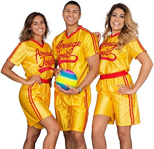 Adult Dodgeball Halloween Costume Set Yellow Jersey and Shorts