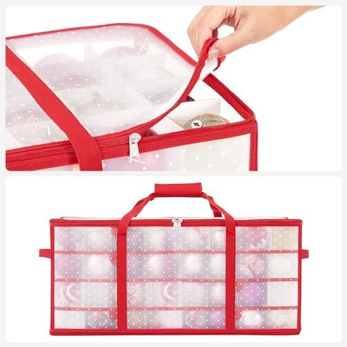 SONGMICS Large Christmas Ornament Storage Boxes, Set of 2, with 256 Slots