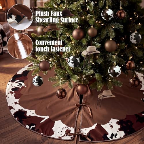 Sosation 28 Pcs Western Cowhide Christmas Tree Decor Complete Set