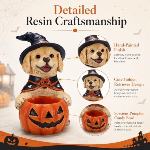 Halloween Golden Retriever Candy Bowl, Pumpkin Candy Holder