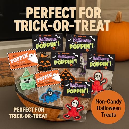 Pop & Squish Halloween Duo | Halloween Pop-Its , Halloween Squishies – Non-Candy Sensory Toys for Kids – Party Favors, Trick-or-Treat, Classroom Gifts