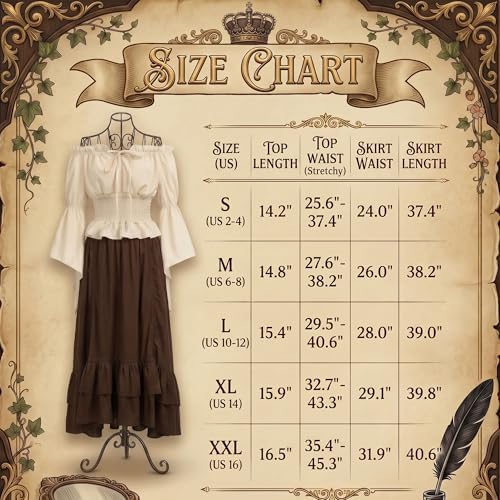 9 PCS Pirate Costume Women Set, Skirt Renaissance Halloween Outfit
