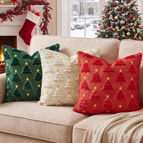 Softalker Christmas Pillow Covers 16x16 Set of 2, Green Home Decorations