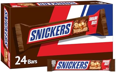 SNICKERS Milk Chocolate Candy Bars, Share Size Bulk, 3.29 oz, Pack of 24