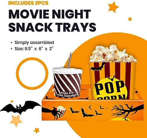 Movie Night Halloween Gifts Basket - Candy Gifts With Movie Snack Trays