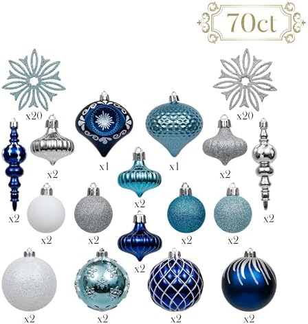Valery Madelyn 70ct Christmas Tree Decorations Ball Ornaments Set