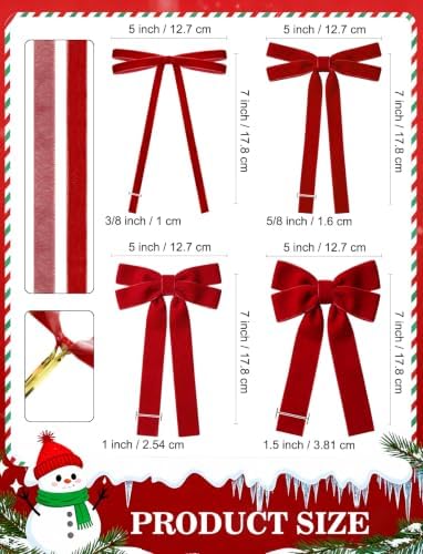 SIMISI RIBBON 24Pcs Christmas Velvet Ribbon Bows Decorations for Tree