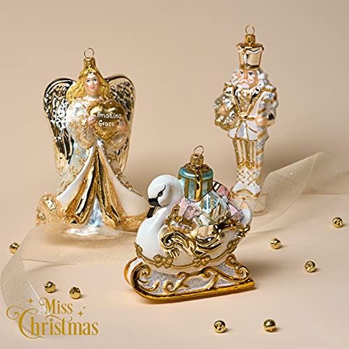 Miss Christmas 2026 Collection Fancy Nutcracker Soldier 7-Inch Blown Glass Christmas Tree Ornament (Elegant White Nutcracker)