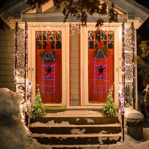 Toodour LED Christmas Light - 2.5FT Christmas Decorative Ladder Lights with Santa Claus, Xmas Decorations Light for Indoor Outdoor, Window, Garden, Home, Wall, Xmas Tree Decor - Blue