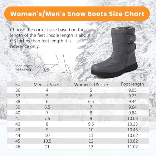 todaysunny Mens Snow Boots Waterproof Womens Winter Boots Fur Lined Warm Lightweight Mid-Calf Casual Outdoor Cold Weather Shoes Unisex