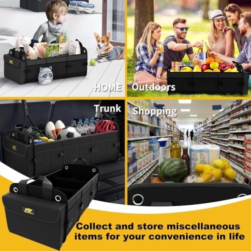 MIKKUPPA Trunk Organizer for SUV - 100L Collapsible Car Organizer, Black