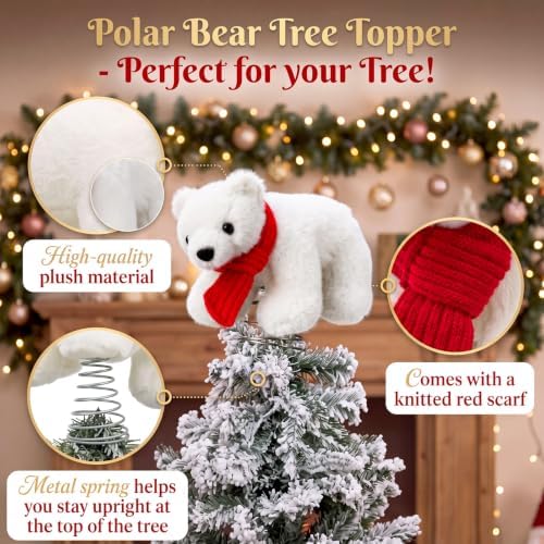 Hollowfly 14 Pcs Polar Bear Christmas Tree Decor Set, Xmas Winter Decor