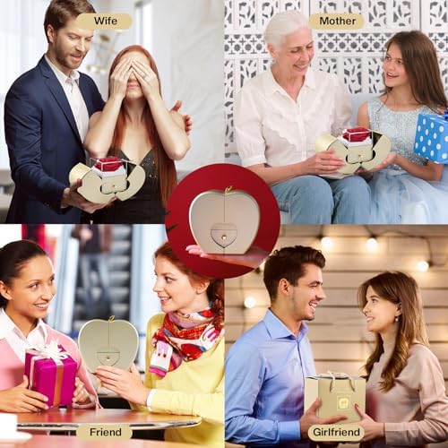 moshen Preserved Rose Set with I Love You Necklace 100 Languages, Gifts for Wife Girlfriend Mom Women Her (beige)