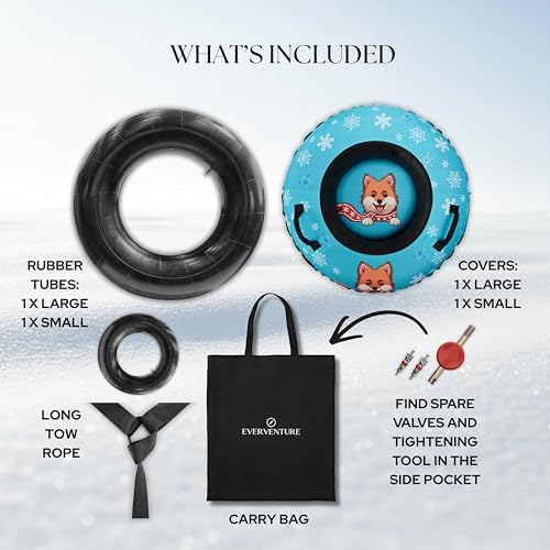 Snow Tube for Adults & Kids | Heavy-Duty Inflatable Snow Tube with Super Slick Base, Freeze-Proof 1000D Base | Durable Snow Tubes for Kids | Snow Dog Series
