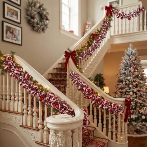2 Pcs 6 ft Christmas Ball Ornament Garland, Candy