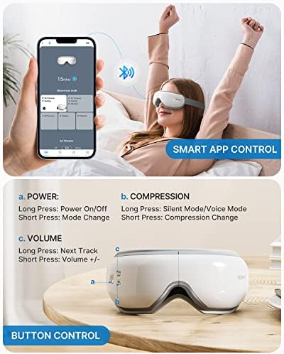 RENPHO Eyeris Smart Eye Massager with App Control, FSA Eligible HSA, Eye Mask with Heat & Wireless Music for Dry Eyes & Head Tension, Perfect Relaxing Birthday Gifts for Women and Men (Pack of 2)