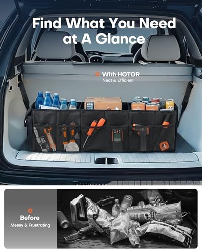 HOTOR Trunk Organizer - Foldable Car Organizer for SUVs & Sedans Storage