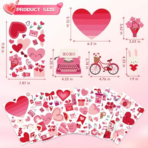 Valentines Day Window Clings Decor Cute Heart Stickers Decorations for Kids