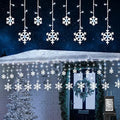Christmas Snowflake Lights, 10.66ft 168 LED Icicle Lights Outdoor with 14 Drops, 8 Modes Waterproof Connectable Christmas Light for Eaves Wedding Garden Yard Indoor Outdoor Xmas Decorations (White)