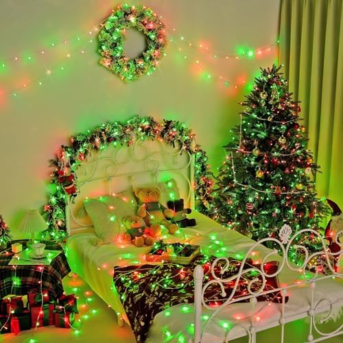 JMEXSUSS 600 LED Christmas String Lights Outdoor, Red White and Green
