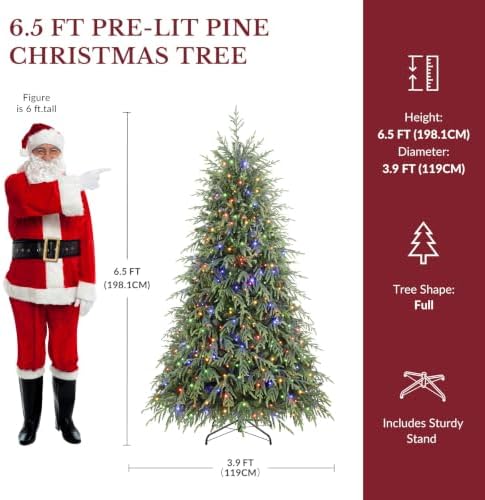 SHareconn 6ft Prelit Artificial Norfolk Pine Christmas Tree Color Lights