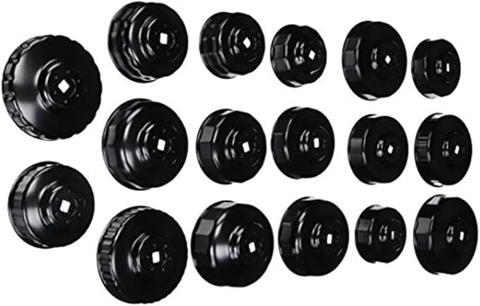 K Tool International 73635 Master Oil Filter Wrench Kit with 3/8" Drive, Molded Case, Black Oxide Finish, 17 Piece