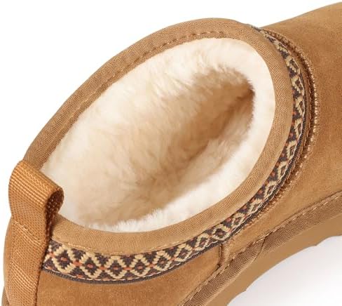 Litfun Genuine Suede Mini Boots for Women Faux Fur Lined Winter Ankle Boots