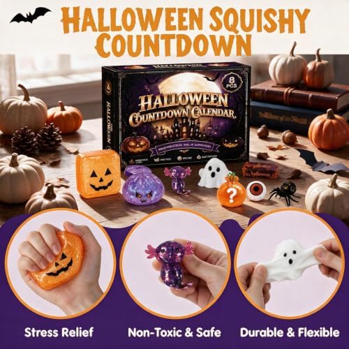 8Pcs Halloween Squeeze Toys Taba Fidget Sensory Squshies Toy Set