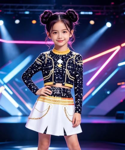 Kids Golden Pop Singer Costume Girls Halloween Costumes Outfit & Accessory