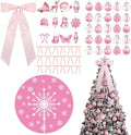 Syhood 74 Pcs Pink Christmas Tree Ornaments Set