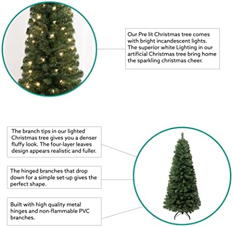 Naomi Home Vienna 9ft Prelit Slim Artificial Christmas Tree with Lights