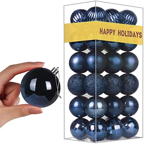 Navy Blue 2.5" Christmas Balls Christmas Tree Decoration Ornaments Shatterproof Hanging Balls for Birthday Halloween Holiday Wedding Decorations Set of 36pcs