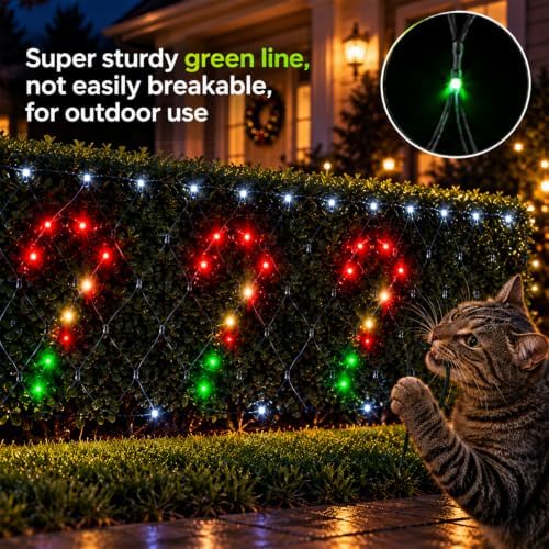 Outdoor Smart Net Lights 2.8 * 11ft, DIY Functions with Preset Holiday Modes for Bush Patio Decor, APP Control, Timer Color Changing, Christmas Mesh Lights, Green Wire