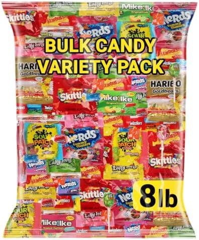 Halloween Bulk Candy Variety Pack 8 LB - Individually Wrapped Candy Mix