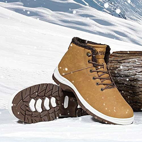 CARENURSE Mens Winter Snow Boots Water Resistant Warm Fur Lined Anti Slip Work Ankle Shoes Casual Lightweight Hiking Outdoor Trekking Boot