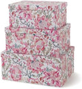 Soul & Lane - Pink Floral Decorative Storage Boxes with Lids, Set of 3