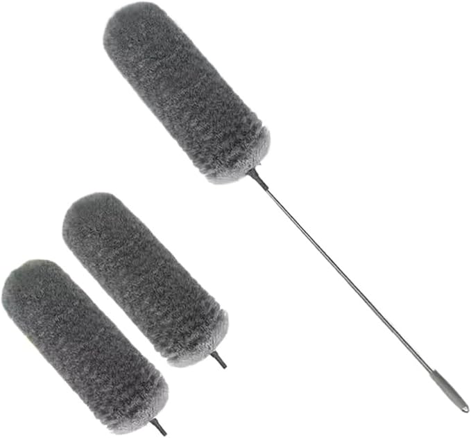 2.8M Extended Chicken Feather Duster Extendable and Curved Ceiling Cleaning Broom Home Electrostatic Dust Collector(2.8m 3PCS clothB)