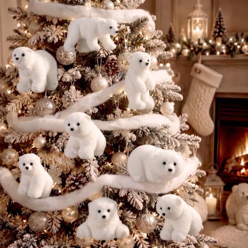 Hollowfly 14 Pcs Polar Bear Christmas Tree Decor Set, Xmas Winter Decor
