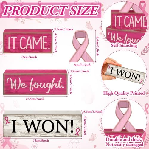 Lineshading 4 Pcs Breast Cancer Awareness Decor Pink Ribbon Table Decor