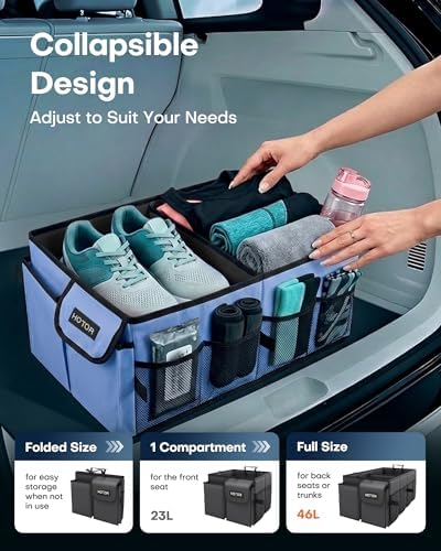 HOTOR Trunk Organizer - Foldable Car Organizer for SUVs & Sedans Storage